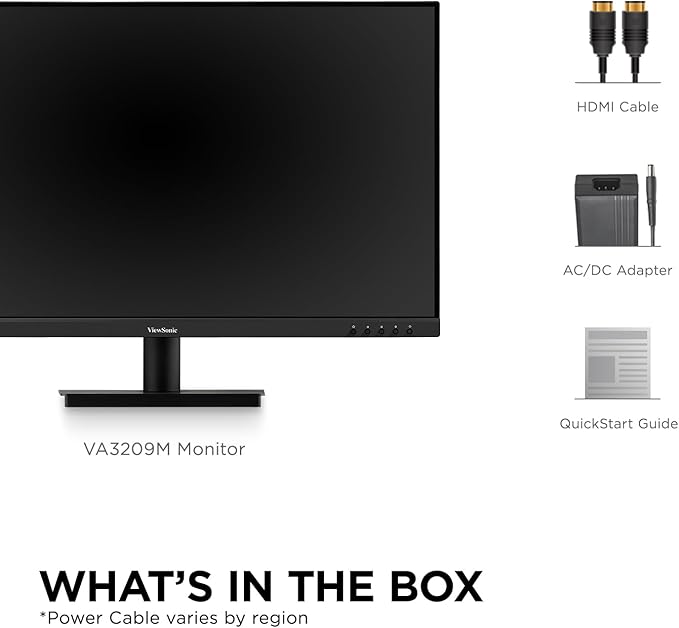 ViewSonic VA3209M 32 Inch IPS Full HD 1080p Monitor with Thin Bezels 75Hz Eye Care HDMI VGA Inputs for Home and Office