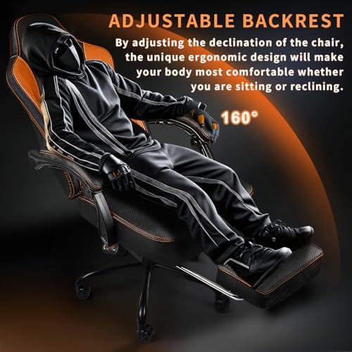 Gaming Chair 400lb Weight Capacity Ergonomic Video Game Chair with Footrest Racing Style Computer Chair with Headrest and Lumbar Support