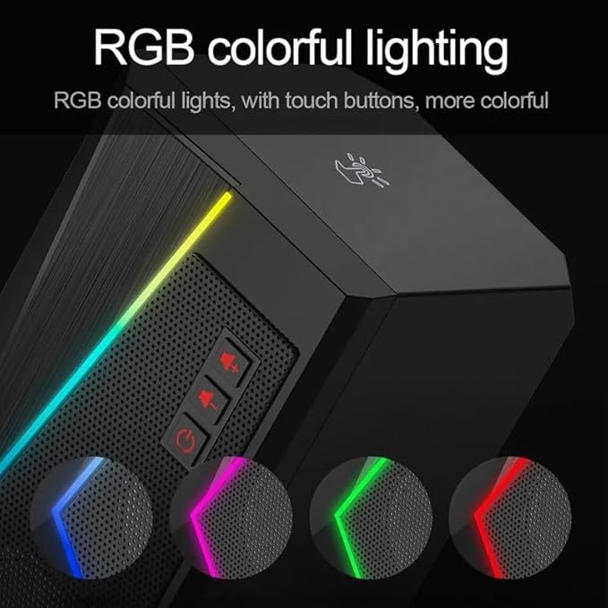 3.5mm Stereo Surround Music RGB Speakers Sound Bar for Computer 2.0 PC Home Notebook TV Loudspeakers