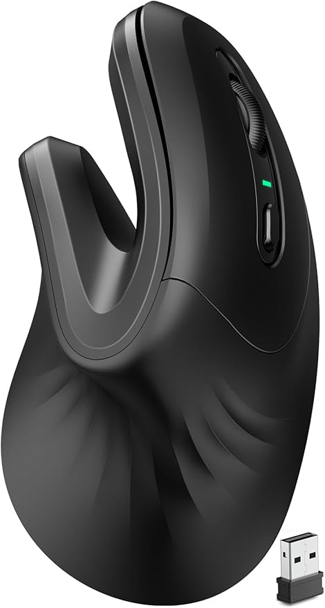 DAREU Ergonomic Vertical Wireless Mouse 2.4G Optical Vertical Mouse with Ergo Design for Comfort and Reduced Wrist Strain3 Adjustable DPI Levels with 6 Buttons Computer Mice for Laptop Desktop PC