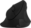 Ergonomic Vertical Wireless Rechargeable Mouse 2.4GHz 800/1200/1600 DPI 6 Buttons Pinky Finger Rest 123mm x 90mm x 72mm Black