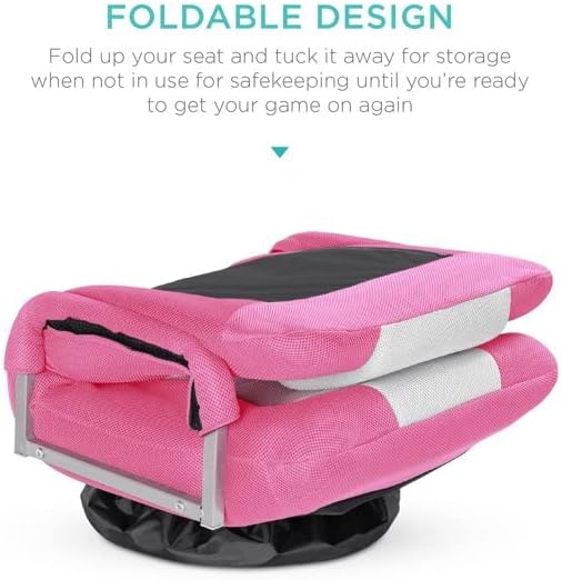 Lumbar Support Gaming Floor Chair 30'' H x 22'' W x 22.5'' D (Pink/White)