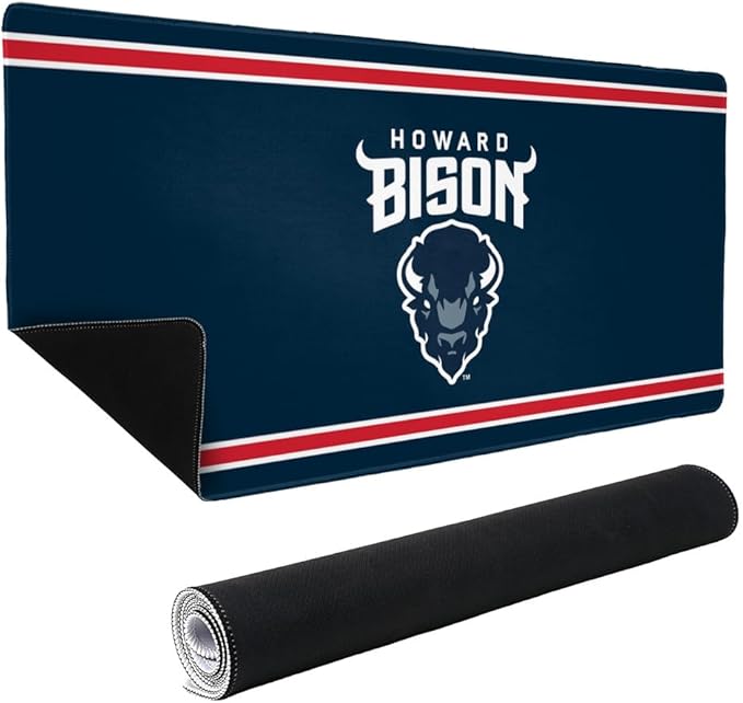 Howard University Bison Primary Logo Stripes Large Gaming Mouse Pad Desk Mat with Stitched Edges Non-Slip Base for Gamer Home and Office 31.5 x 15.7