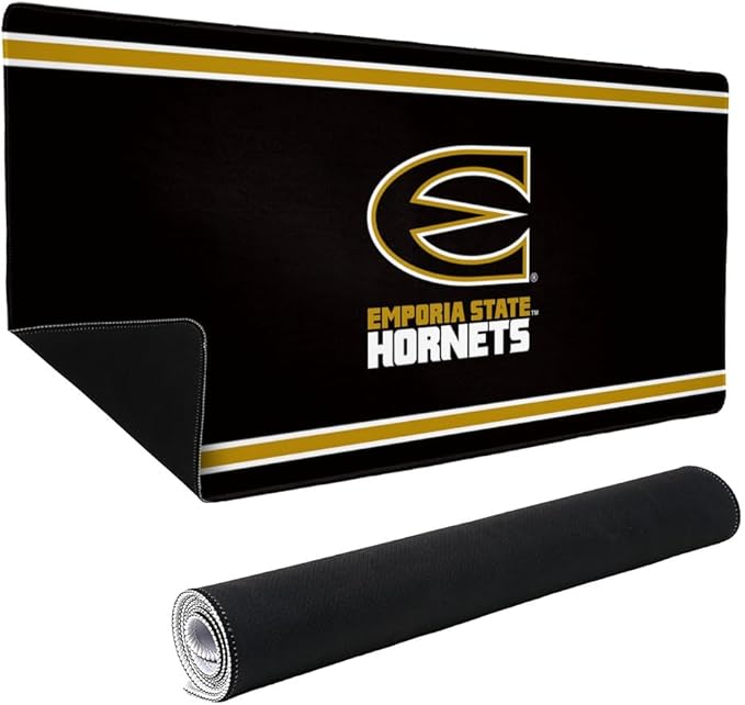 Emporia State University ESU Hornets Primary Logo Stripes Large Gaming Mouse Pad Desk Mat with Stitched Edges Non-Slip Base for Gamer Home and Office 31.5 x 15.7