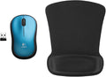 Logitech M185 Mouse Travel-Friendly Modern Home Office in Blue Bundle with Coordinating Gel Mouse Pad