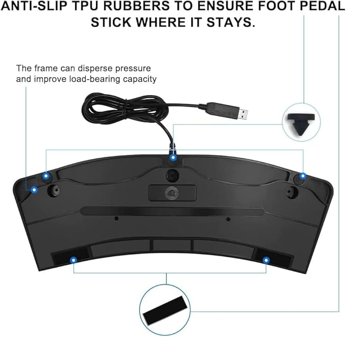 USB Foot Pedal PC Triple Pedal Customized Programmable Computer Keyboard Hot Key PC Gaming Keyboard Transcription MIDI Trigger Controller HID