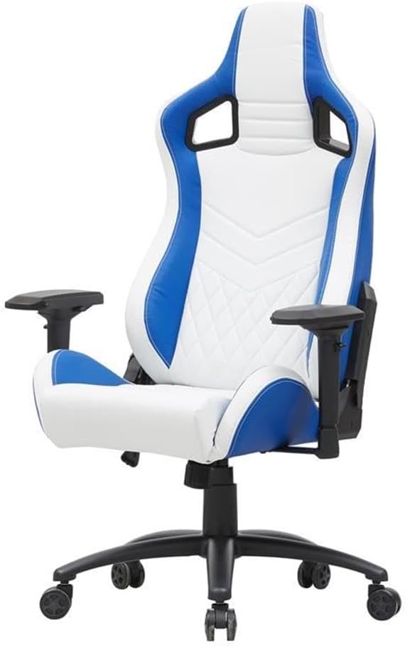 Furniture of America Singe Faux Leather Adjustable Gaming Chair in White &amp Blue