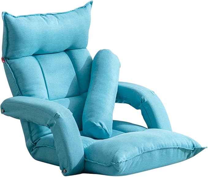 YCKEGEW Floor Chair with Arm Lounge Chair for Bedroom Couch Recliners Sofa Gaming Chair with Back SupportRemovable SleeveBalcony Lazy Sofa ChairAdjustable backrest (Color : Lake Blue)