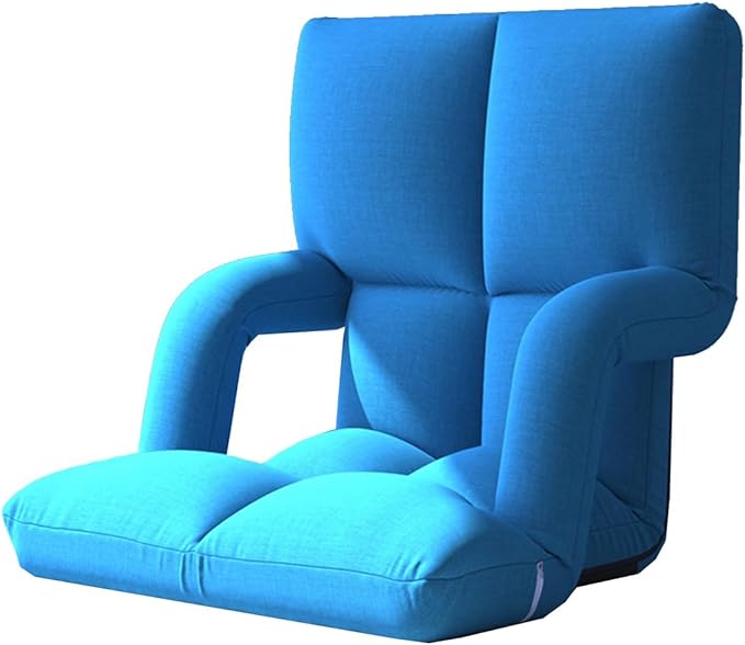 Folding Floor Chair with Back Support Adjust Lay Flat Recliner Folding Floor Gaming Chair Japanese Floor Chair Foldable Ergonomic Single Sofa Seat for Living Room Bedroom(/Blue)