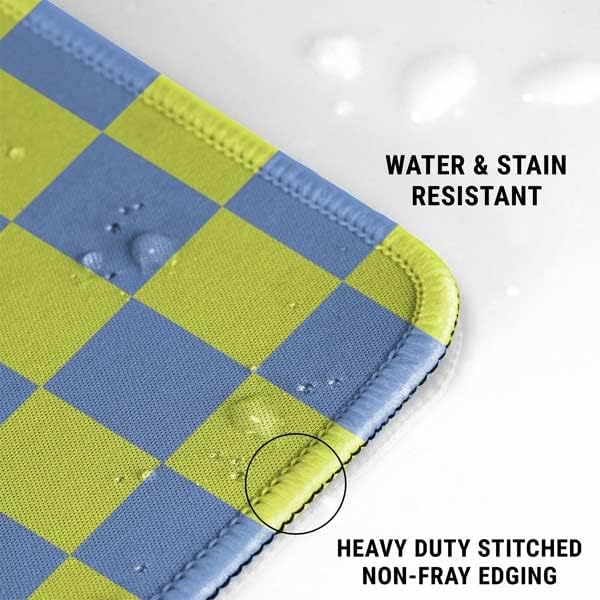 Skinit Medium Gaming Mouse Pad - Neon Checkered Design with Stitched Edges Waterproof Non-Slip Rubber Base Desk Mat for Keyboard &amp Mouse 17.7 x 15.75 inches