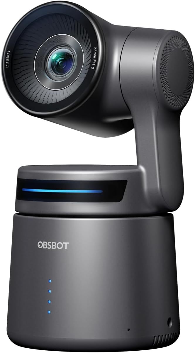 OBSBOT Tail Air NDI Streaming Camera 4K AI Tracking PTZ Camera with Intelligent APP Gesture Control HDMI/USB-C/Wireless Webcam Video Camera Live Stream for YouTube Church Worship Creator etc.