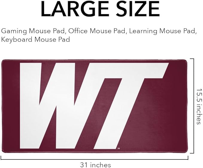 West Texas A&ampM Primary Logo Large Gaming Mouse Pad Desk Mat with Stitched Edges Non-Slip Base for Gamer Home and Office 31.5 x 15.7
