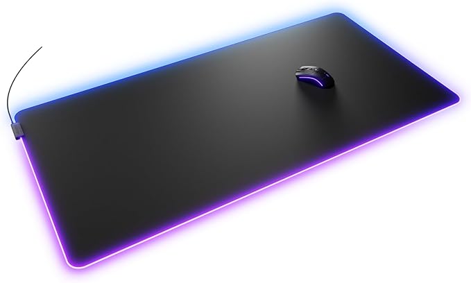 GLORIOUS Gaming Mouse Pad GMP 2 GLED - XL - 2-Zone RGB Lighting InfiniGlow RGB Stitchless Edge Premium Cloth Surface Grippy Rubber Base Optimised for Gaming - 18 x 14 x 0.1 - Large Desk Mat