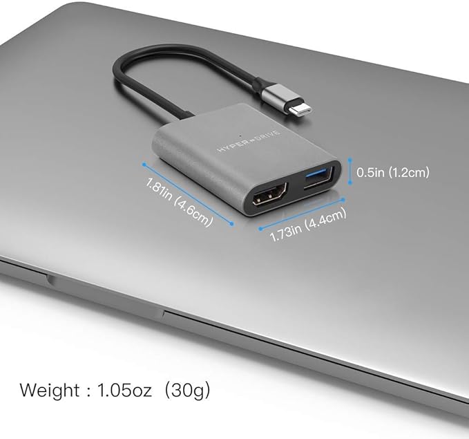 HyperDrive 4K HDMI 3-in-1 USB-C Hub for MacBook Chromebook - Silver
