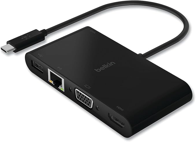 Belkin USB-C Multimedia + Charge Adapter 4K HDMI/USB-A/USB-C/VGA 4.9 ft Black