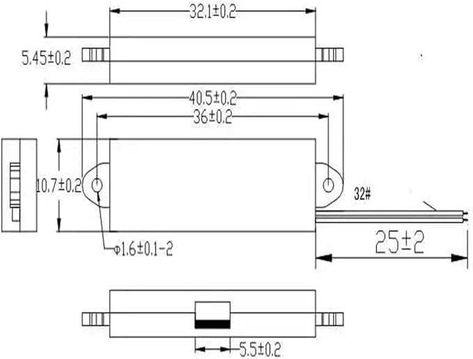 2PCS Speaker 0916 Side-Sounding Small Speaker 0.5W 8Ohm for Computer Voice Broadcasting 32.1 * 10.7 * 5.45mm