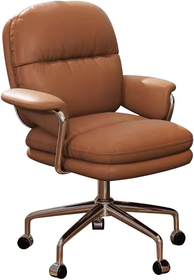 KITCISSL Office Desk Chair Computer Gaming Chair Video Game Chairs for Bedroom Accent Chairs Lift Makeup Chair Dormitory Swivel Office Chair for Living Room Home Office (Color : Brown C)