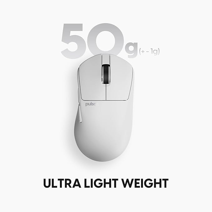 Pulsar Gaming Gears X3 Wireless Gaming Mouse Ultra Lightweight (1.76 oz/50g) Hybrid Ergonomic Optical Switch 32000 DPI 750 IPS XS-1 Sensor 8k Compatible (Mini White)