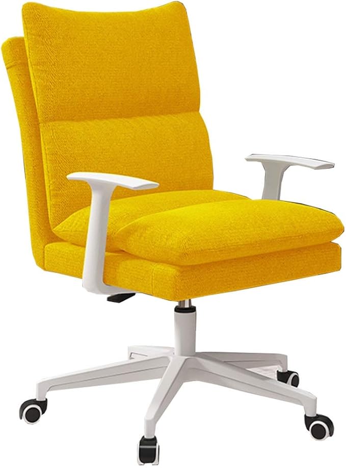 Katzowen Office Computer ChairHome Leisure Computer Chair Comfortable backrest Removable Soft Bag and armrest Gaming Chair Not tiltable Heavy Nylon feet Load-Bearing 120kg (Color : Yellow)