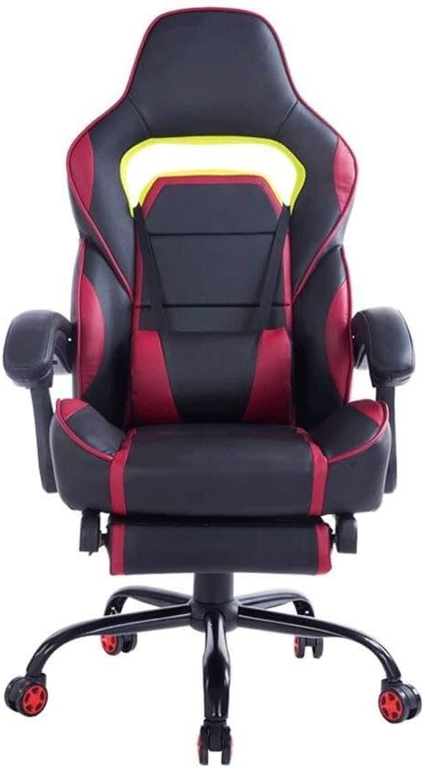 Ergonomic Racing Office Gaming Chair with Footrest Lumbar Cushion Reclining Back PU Leather Swivel Base(Type K)