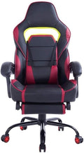 Ergonomic Racing Office Gaming Chair with Footrest Lumbar Cushion Reclining Back PU Leather Swivel Base(Type K)