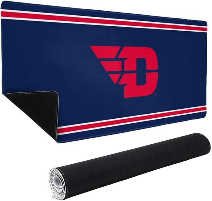 University of Dayton Flyers Primary Logo Stripes Large Gaming Mouse Pad Desk Mat with Stitched Edges Non-Slip Base for Gamer Home and Office 31.5 x 15.7