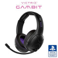 Victrix Gambit Black Wireless and Wired Gaming Headset with Mic - Playstation PS4 PS5 - Esports-Ready Pro Audio Noise Cancelling Microphone Ultra-Comfort Over The Ear Headphones