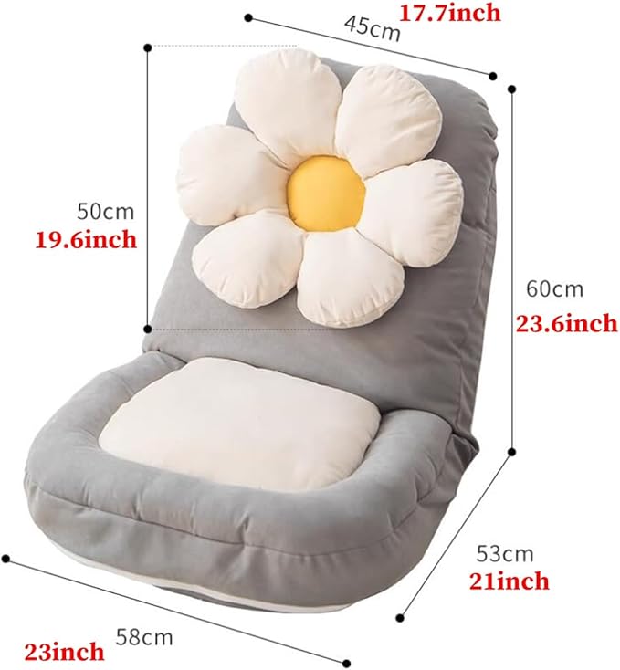 GIZNXBA Floor Chair Adjustable Foldable Floor Lazy Sofa with Pillow Folding Floor Gaming Chair with 5 Adjustable Positions Meditation Floor Chair for Home Office Reading Watching(/Beige A)
