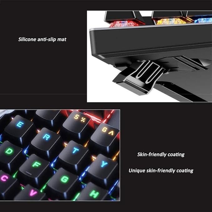 Mechanical Gaming Keyboard Wired Backlit Keyboard Anti-ghosting Gaming Keyboard Full Size Ergonomic Standard Keyboard for Desktop Computer PC (Black)