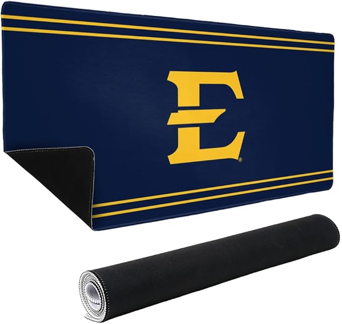 East Tennessee State ETSU Buccaneers Primary Logo Stripes Large Gaming Mouse Pad Desk Mat with Stitched Edges Non-Slip Base for Gamer Home and Office 31.5 x 15.7