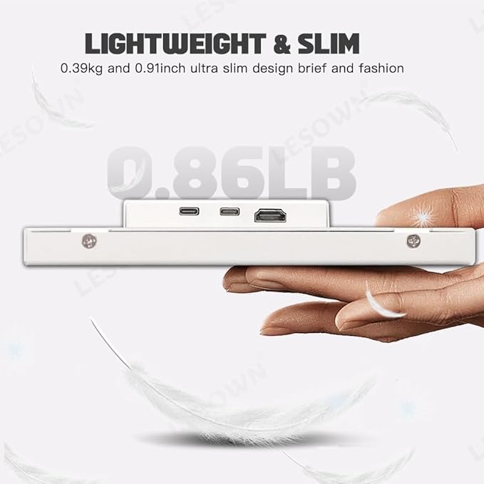 12.3-inch Strip Widescreen Portable HDMI Bar Monitor HD 1920x720 Stretched Secondary Display 1400:1 Contrast for PC Laptop