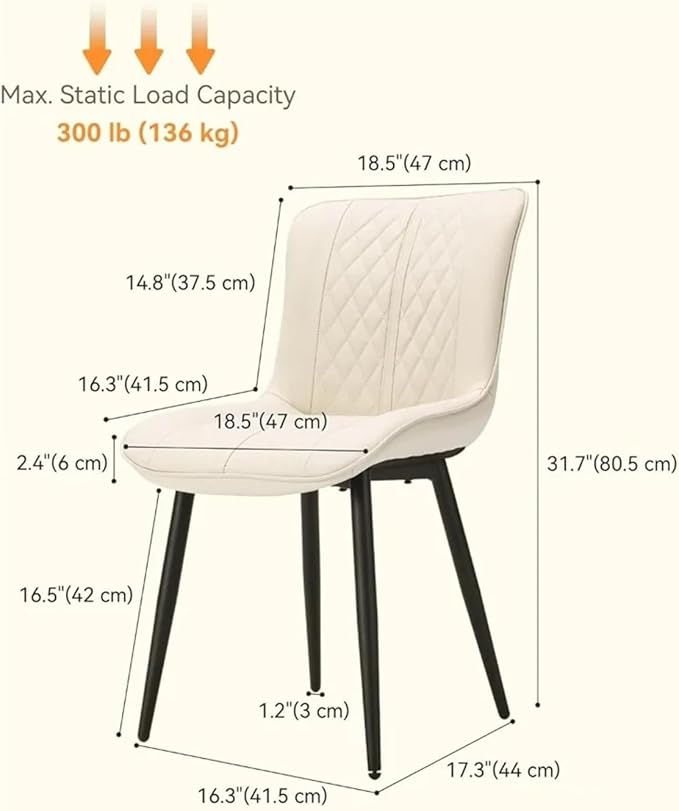 Adjustable Office Computer Chair with Armrest 2pcs Leather Upholstered Dining Chairs with Solid Metal Legs Curved Backrest(Brown)