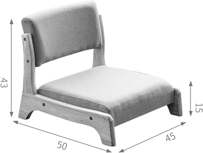 Aimeryup Parlour Floor Chair Wooden Artificial Leather Cushion Lazy Tatami Legless Chair Back Support 45X50X43CM(Size:45X50X43CMColor:D)