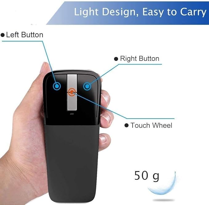 PoseiTun Wireless Mouse Foldable Folding Mice for Laptop PC