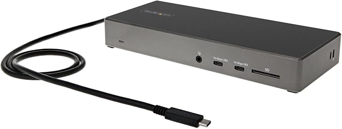 StarTech.com USB C Triple 4K Monitor Docking Station - 100W Power Delivery - DP 1.4 Alt Mode &amp DSC 2 DisplayPort/HDMI 2.0-6 USB (2 at 10Gbps) SD - Windows/Chrome (DK31C2DHSPD) - Black &amp Spac