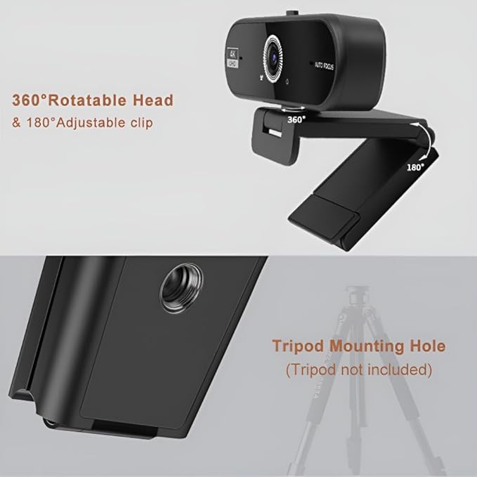 Hprosper 4K Webcam with Microphone for PC Wide Angle Computer Camera USB Streaming Webcam Plug &amp Play External for Laptop Desktop Mac Streaming Gaming Video Calls with Tripod &amp Privacy Cove
