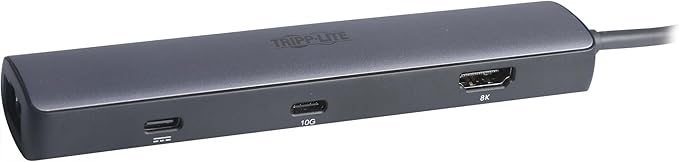 Tripp Lite USB C Hub 6-in-1 Multiport Adapter 8K HDMI USB C Port 100W PD Charging + 10 Gbps Data 1 Gbps Ethernet 2 USB 3.2 Ports Plug-and-Play for Mac &amp Windows 1-Year Warranty (U442-DOCK40-
