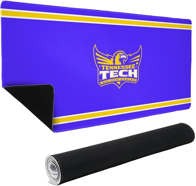 Tennessee Tech Golden Eagles Primary Logo Stripes Large Gaming Mouse Pad Desk Mat with Stitched Edges Non-Slip Base for Gamer Home and Office 31.5 x 15.7