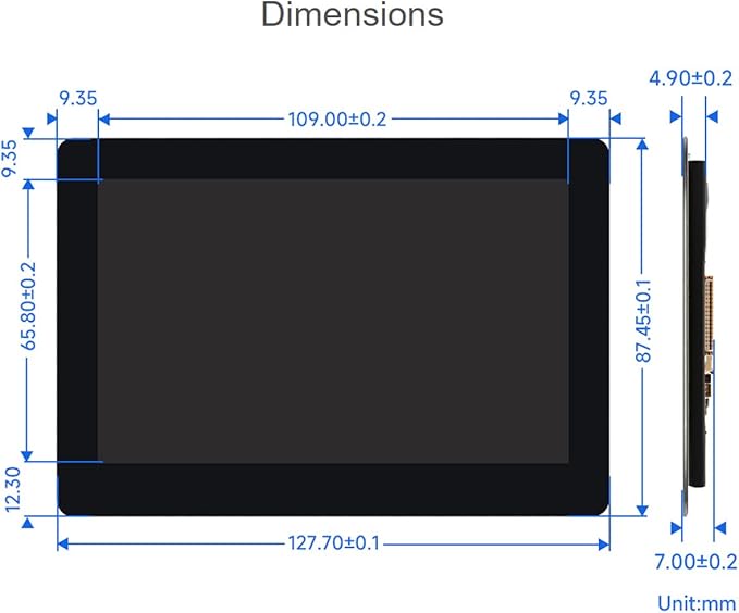 waveshare 5inch DSI Touch Display for Raspberry Pi 4B/3B+/3A+/3B/2B/B+/A+ Thin &amp Light Touch Screen 800×480 Resolution IPS Display Support 5-Point Capacitive Touch