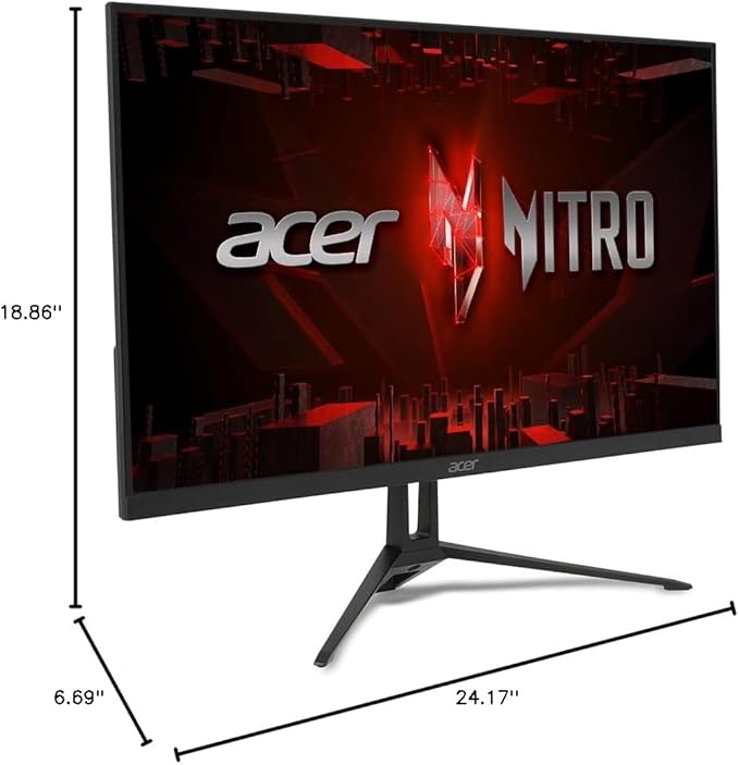 acer Nitro 27 Inch Full HD 1920 x 1080 IPS Gaming Monitor | AMD FreeSync Premium | 200Hz Refresh | Up to 0.1ms | Tilt | One Display Port 1.2 &amp One HDMI 2.0 | KG273 X1bmipx