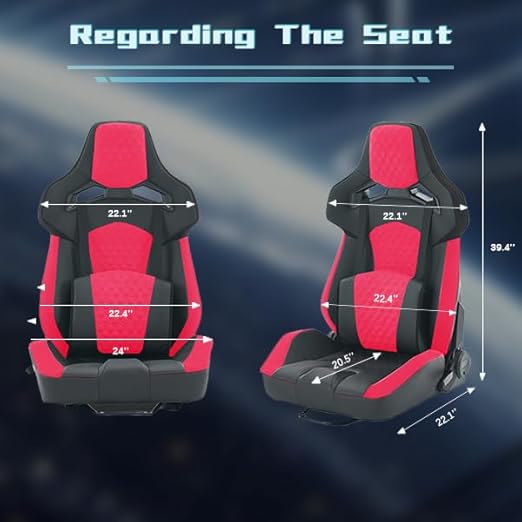 VroomAuto Universal PVC Bucket Style Reclinable Sport PU Leather Simulator Racing Seat with Adjustable Lock Slide Excluding Wheel Stand Handbrake Pedals and Monitor