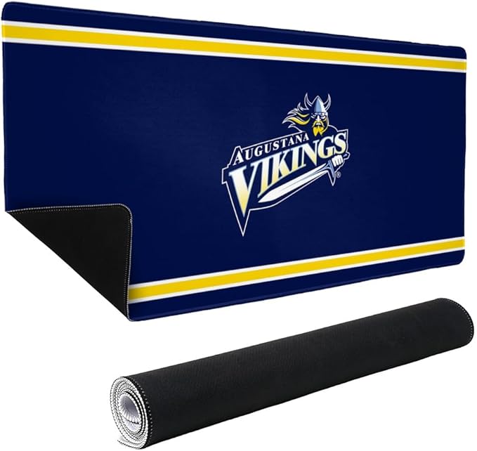 Augustana University Vikings Primary Logo Stripes Large Gaming Mouse Pad Desk Mat with Stitched Edges Non-Slip Base for Gamer Home and Office 31.5 x 15.7