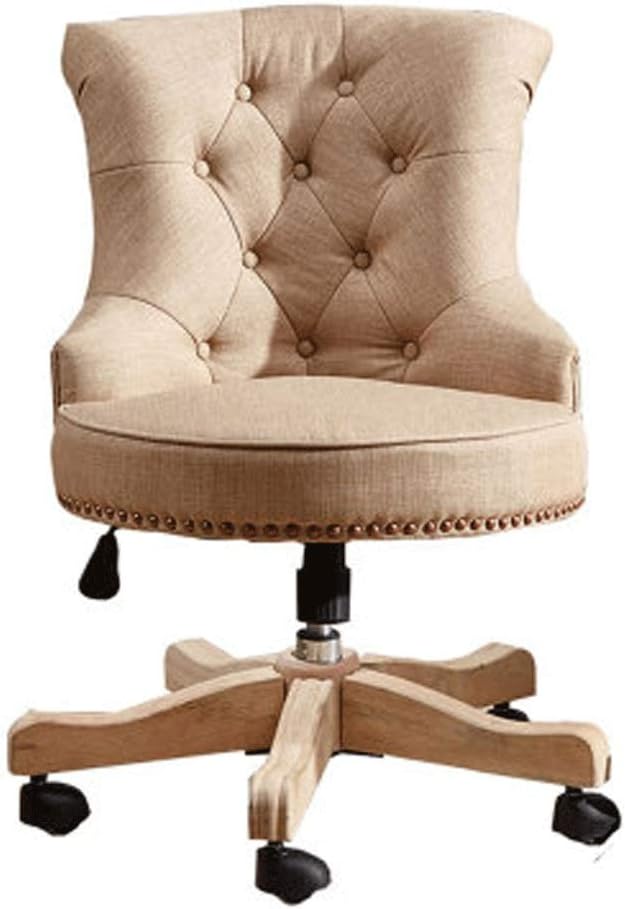 YYDS Chair Linen Gaming Chair Rotatable Lift Computer Chair with Fixed Armrest for Bedroom and Living Room Ergonomic Office Chair Ergonomically (Color : Light Brown 2)