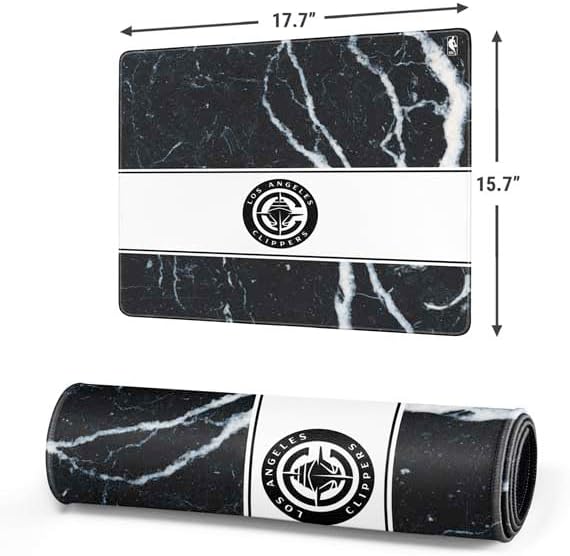 Skinit Medium Gaming Mouse Pad - Officially Licensed LA Clippers Marble Design with Stitched Edges Waterproof Non-Slip Rubber Base Desk Mat for Keyboard &amp Mouse 17.7 x 15.75 inches