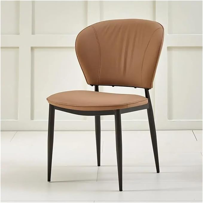Adjustable Office Computer Chair with Armrest 1pcs Modern Simple Leisure High Backrest Leather Dining Chair Home Furniture(Dark Orange)