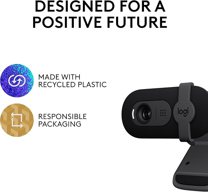 Logitech Brio 101 Full HD 1080p Webcam for Meetings Streaming Desktop Laptop PC - Built-in Mic Shutter Works with Zoom Nintendo Switch 2’s new GameChat Mode USB-A-Black Pack of 10