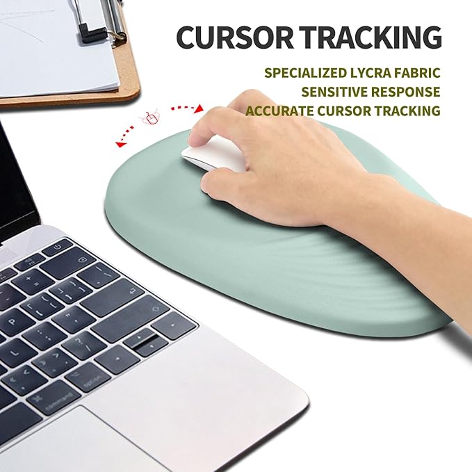 Hokafenle Ergonomic Mouse Pad Wrist Support Terraced Slope Carpal Tunnel Wrist Pad for Mouse with Unibody Memory Foam Wrist Rest Pain Relief Mousepad (Light Cyan 11.8x7.9 in)