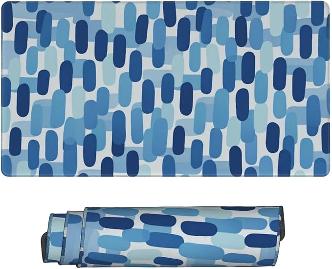 Blue Abstract Art Desk Cover MatExtended Large Mouse PadComputer Laptop Mat Desk Decor for Office Game Home 30x16 Inch