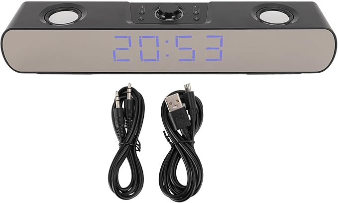 GOWENIC Computer Speaker Bluetooth Computer Speaker for Laptop Support USB AUX Sound with Alarm Clock FM Radiofor Computer Desktop PC Laptop (Black)