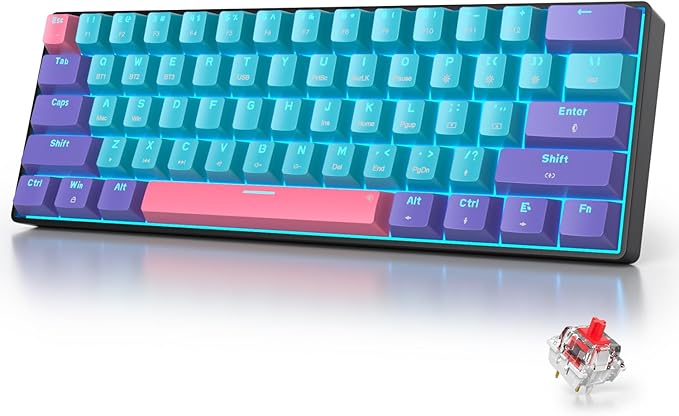 Fogruaden 60 Percent Wireless Gaming Keyboard Wired/Bluetooth Mechanical Keyboard 60% RGB Backlit Hot-Swappable Red Switch